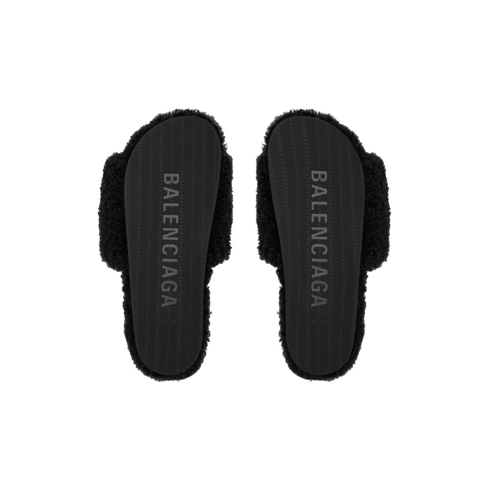 Balenciaga Furry Slide Black