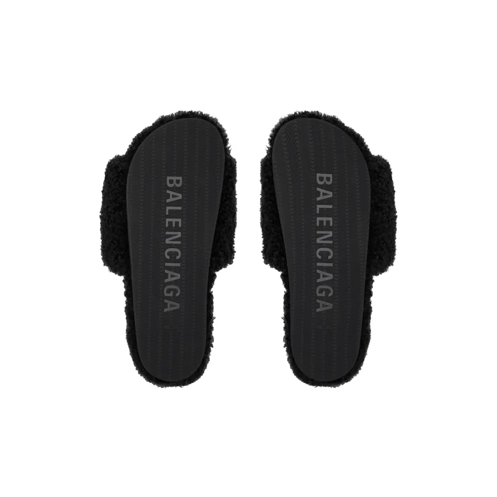 Balenciaga Furry Slide Black