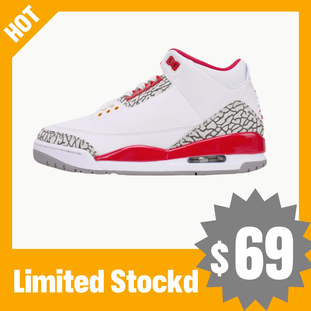 LS Air Jordan 3 Retro 'Cardinal Red' 