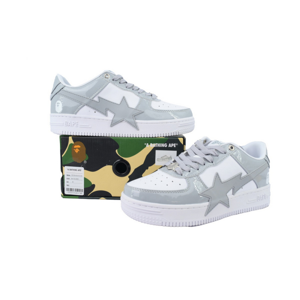 A BATHING APE Bape STA white gray