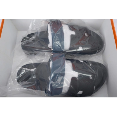 Hermes Slippers Black Blue 02