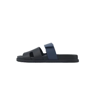 Hermes Slippers Black Blue 01