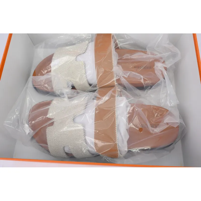 Hermes Slippers Grey Coffee Color