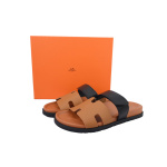 Hermes Slippers Khaki Black