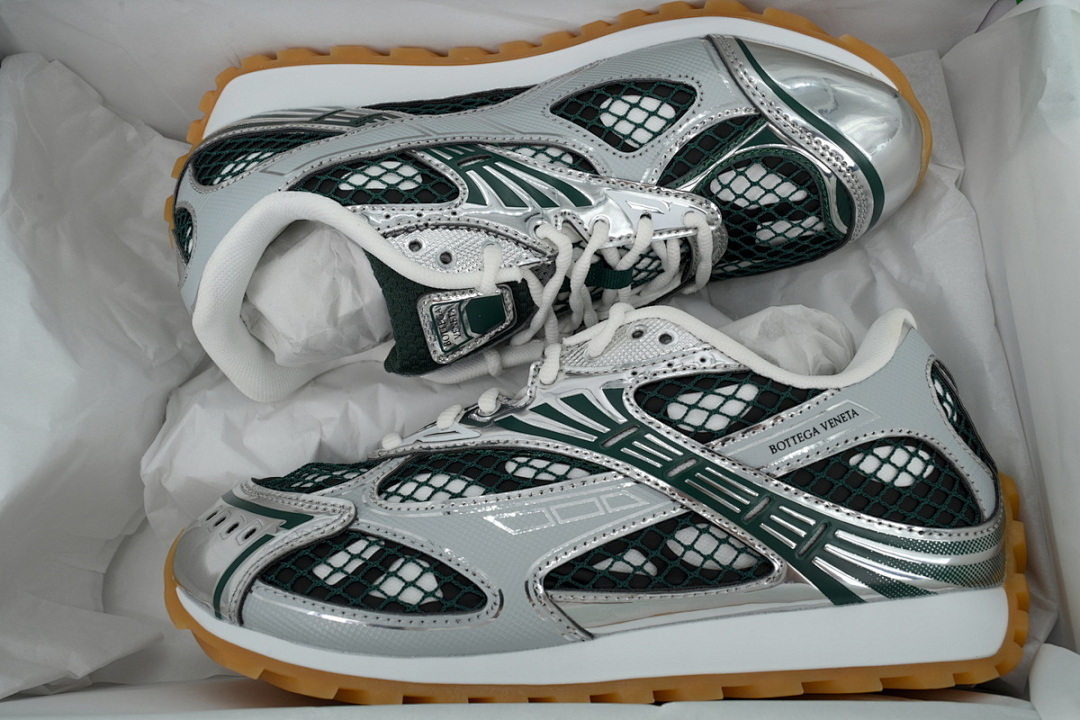  Bottega Veneta Orbit Dark Green Silver