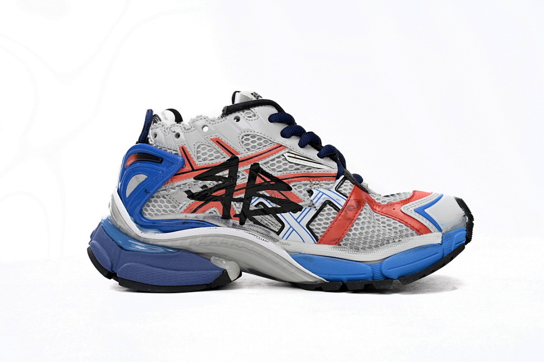 677402 W3RB6 1264 Balenciaga Runner White And Blue Printing