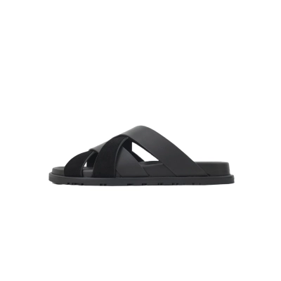 Hermès Flat Cross-Strap Sandals black 01
