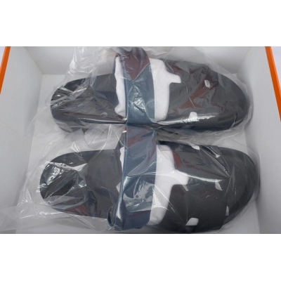 Hermès Flat Sandals Black Blue 02