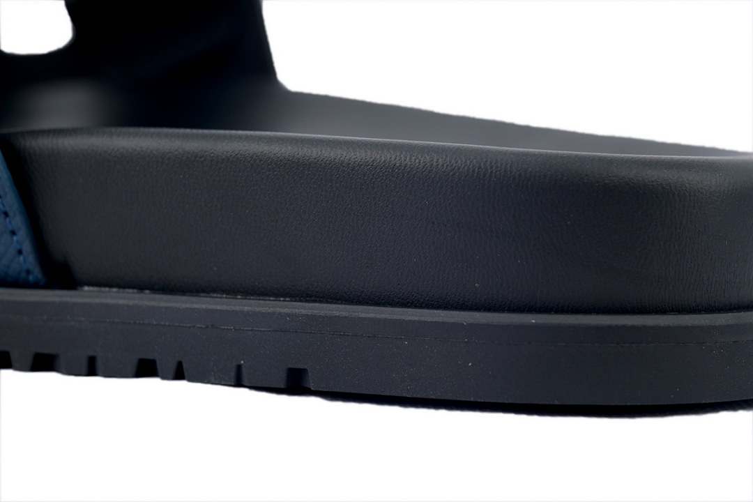 Hermès Flat Sandals Black Blue
