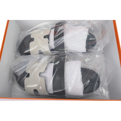 Hermès Flat Sandals Dark Gray 02