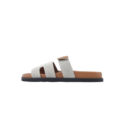 Hermès Flat Sandals Grey Coffee Color 01
