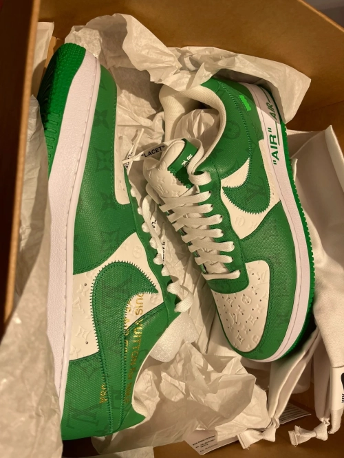 Louis Vuitton x Nike Air Force 1 White Green review 