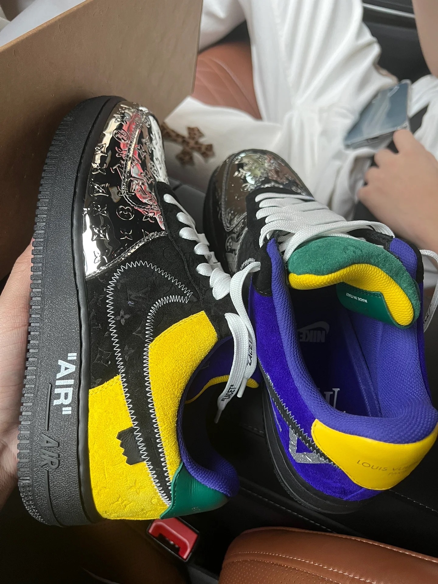 Louis Vuitton x Nike Air Force 1 Silver Yellow review Sir Charles