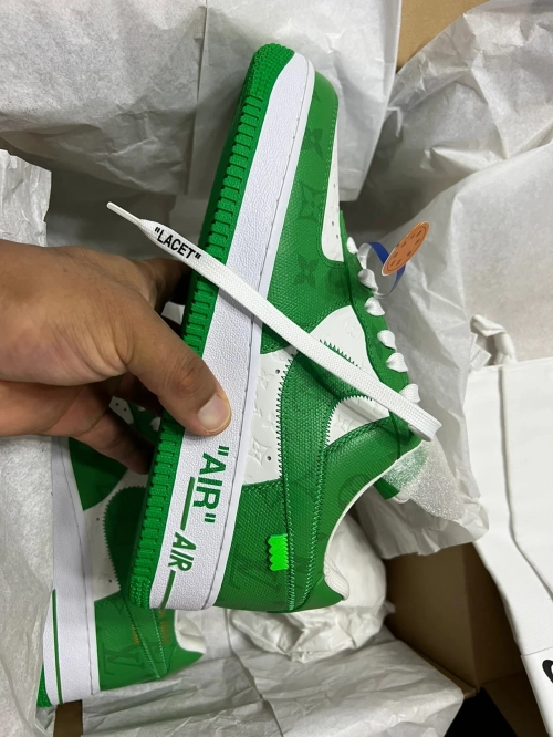 Louis Vuitton x Nike Air Force 1 White Green review 