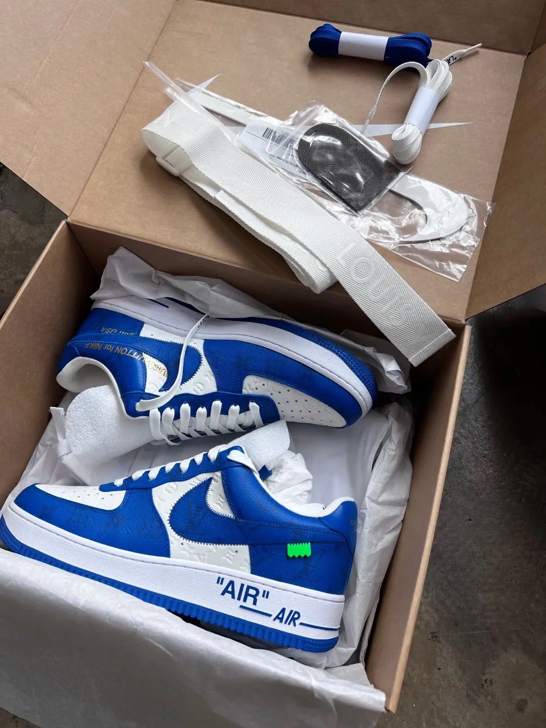 Louis Vuitton x Nike Air Force 1 White Blue review Christine