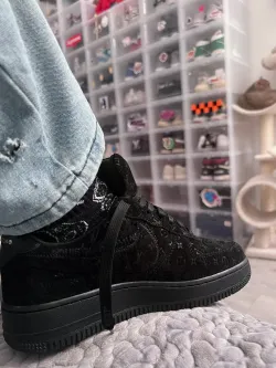 Louis Vuitton x Nike Air Force 1 All Black review Black Froge