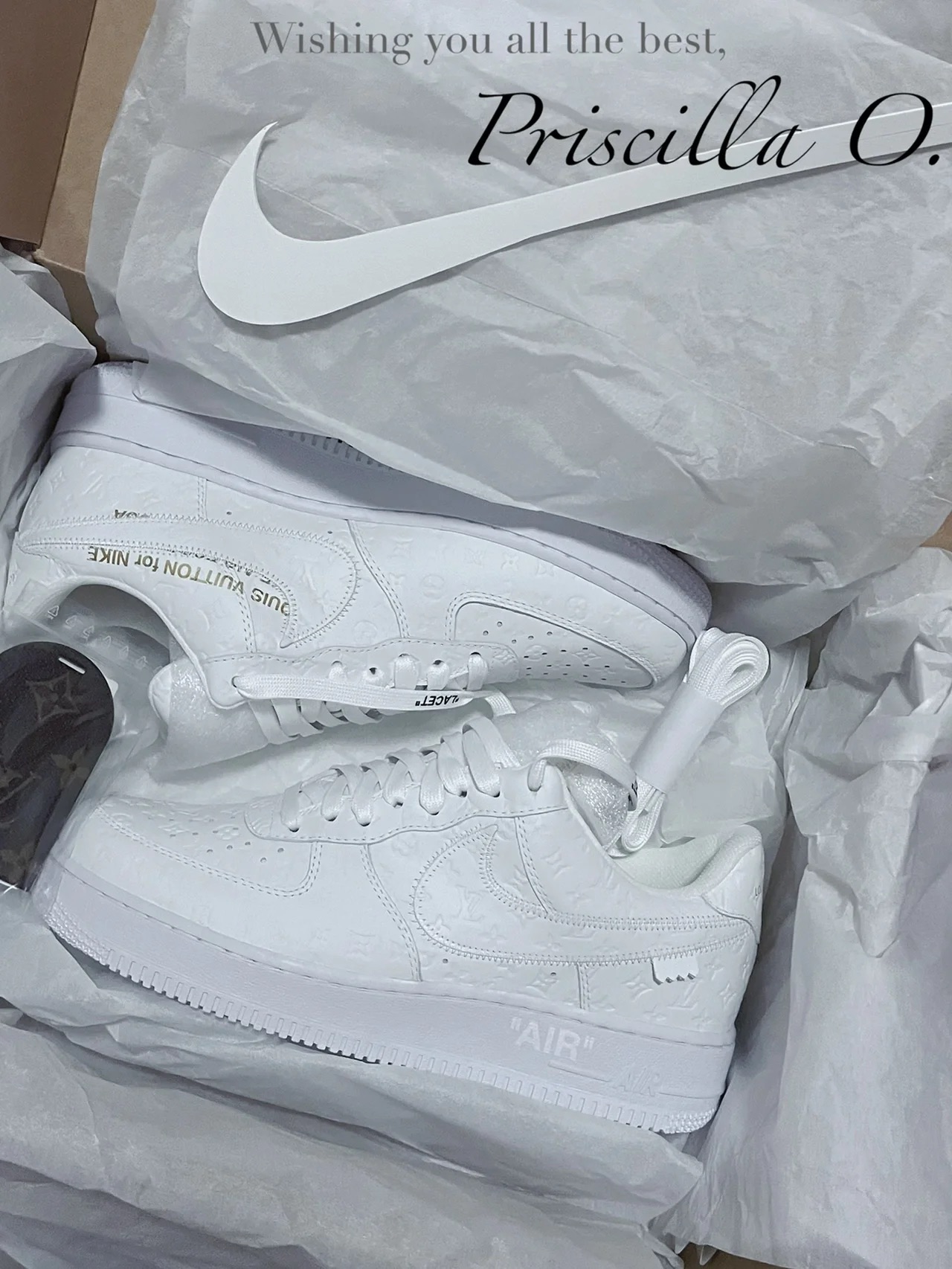 Louis Vuitton x Nike Air Force 1 Triple White review Rina Fox