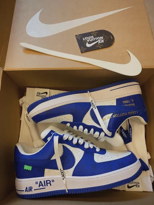 Louis Vuitton x Nike Air Force 1 White Blue review 