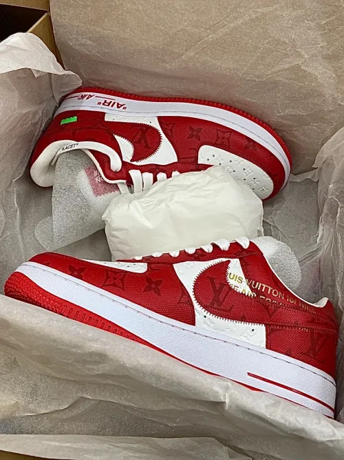 Louis Vuitton x Nike Air Force 1 White Red review 