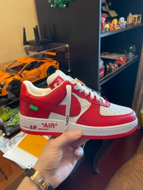Louis Vuitton x Nike Air Force 1 White Red review 