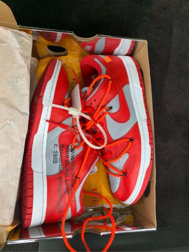 SX OFF White X Nike Dunk Low University Red review CJ 01