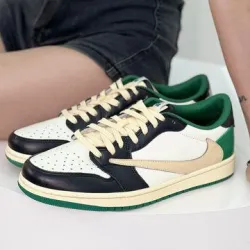 PRO Air Jordan Travis Scott x Air Jordan 1 Low Black Green Barb review Grace