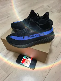 💗Adidas Yeezy Boost 350 V2 Black Blue review colorway