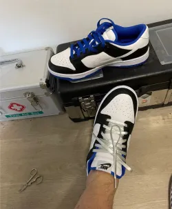 GB Nike Dunk Low White Black Royal review stome