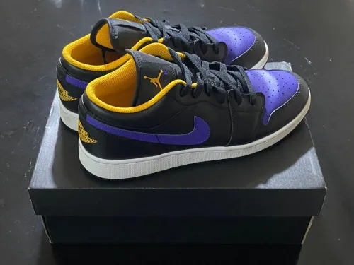 XH Air Jordan aj1 Low Black Purple Yellow review 