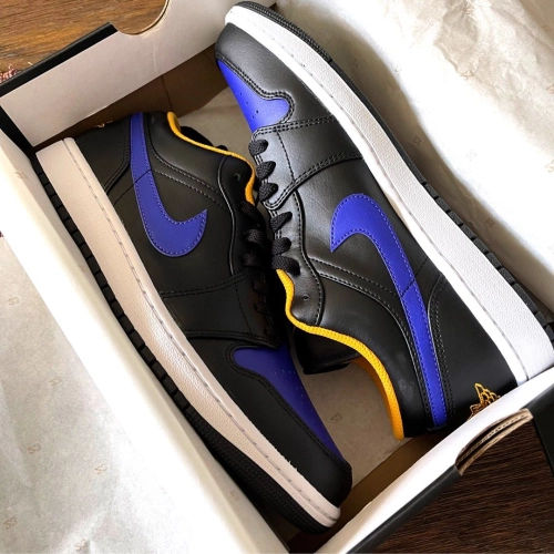 XH Air Jordan aj1 Low Black Purple Yellow review 