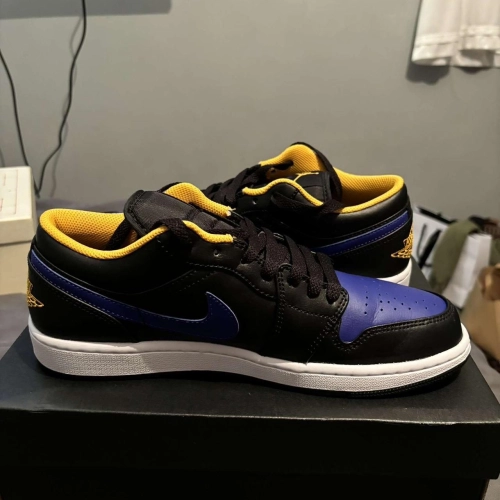 XH Air Jordan aj1 Low Black Purple Yellow review 