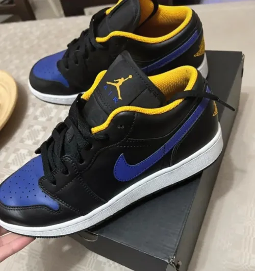 XH Air Jordan aj1 Low Black Purple Yellow review 