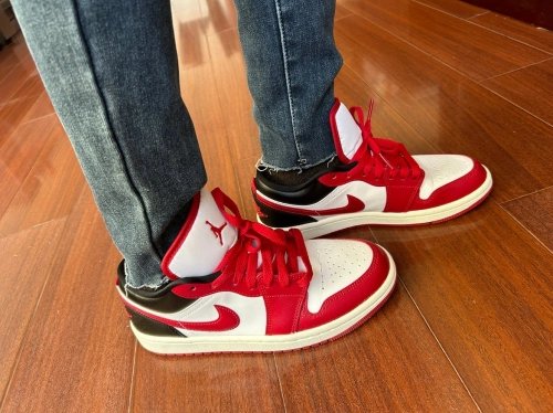 XH Air Jordan aj1 Low White, Red, And Black review 