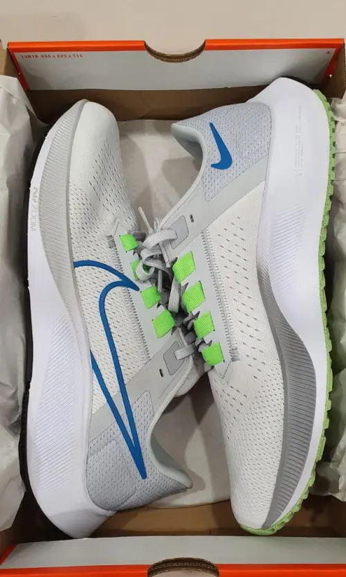  Nike AIR ZOOM PEGASUS 38 White Green Blue Tick review 