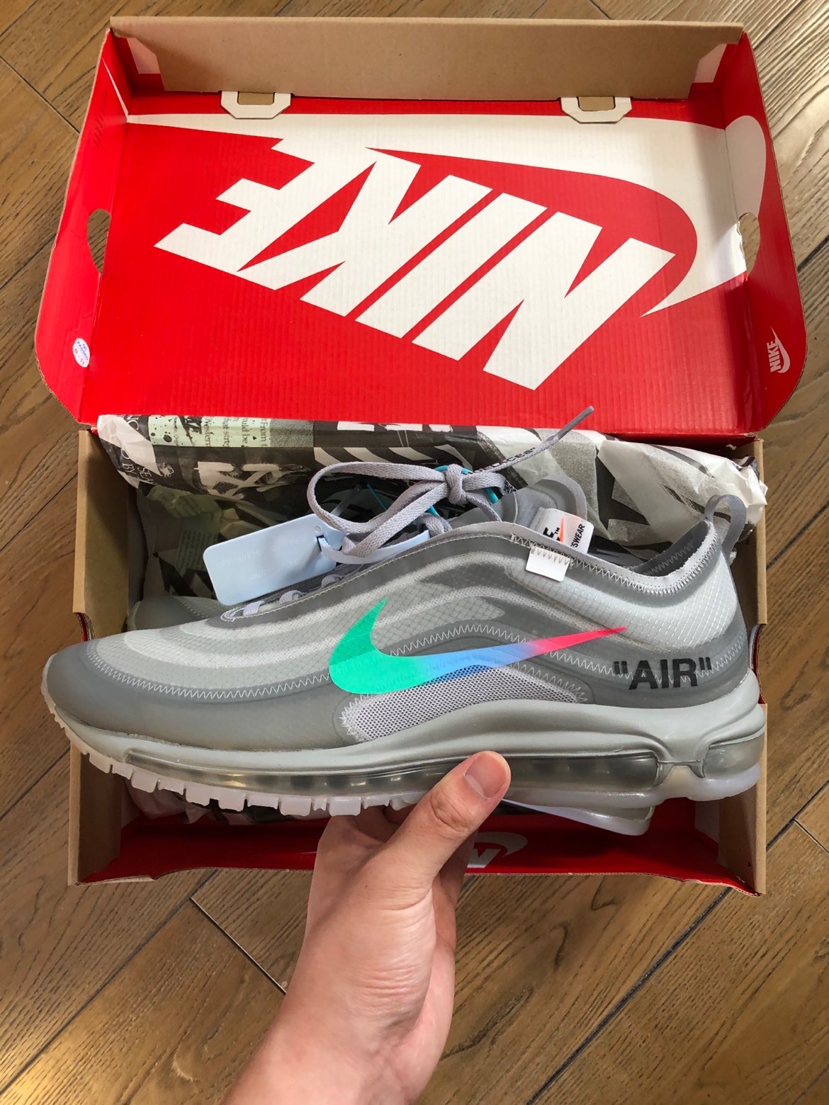 OFF WHITE X Nike Air Max 97 “Wolf Grey Menta” review Tom