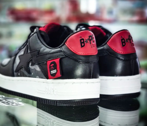 BP A Bathing Ape Bape Sta Low Black and Red Co Branding review 1