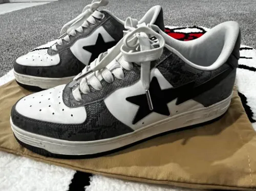 BP A Bathing Ape Bape Sta Low Black Black Snake Skin review 