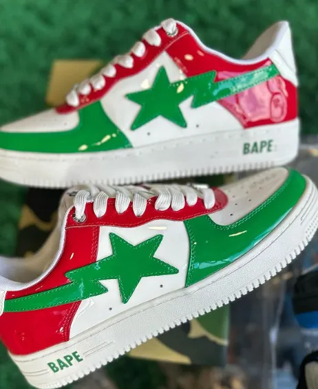 BP A Bathing Ape Bape Sta Low Red, white, and Green review 