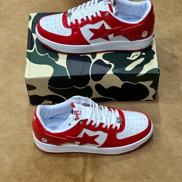 BP A Bathing Ape Bape Sta Low Red And White Mirror Surface review Troy raymond