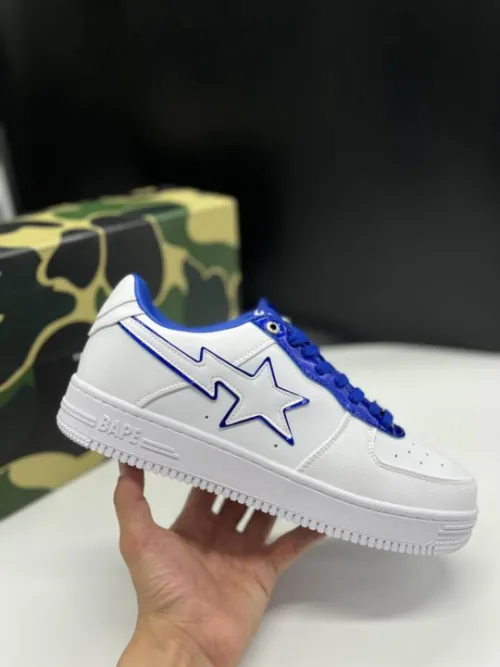 BP A Bathing Ape Bape Sta Low White and Blue Border review 