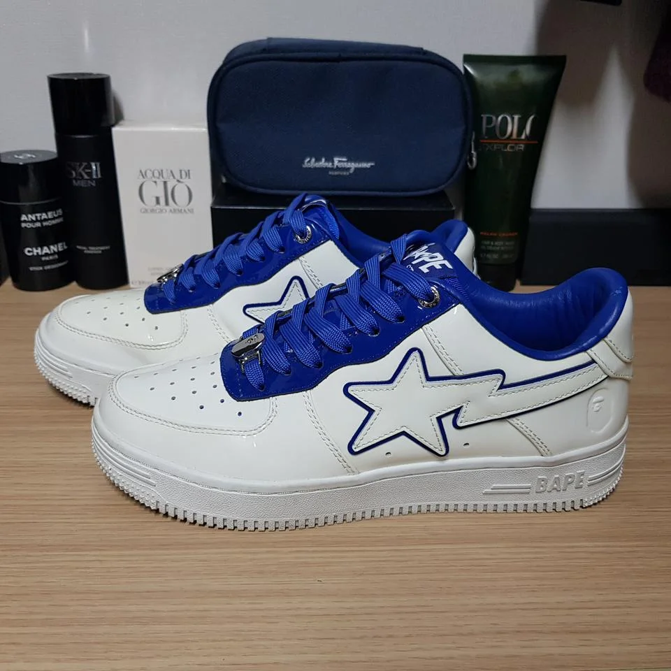 BP A Bathing Ape Bape Sta Low White and Blue Border review Kdog 01