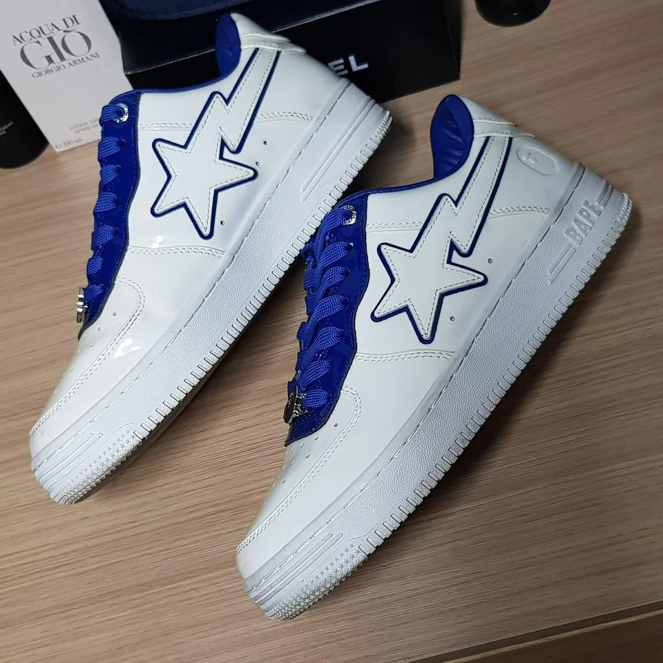 BP A Bathing Ape Bape Sta Low White and Blue Border review Kdog 02