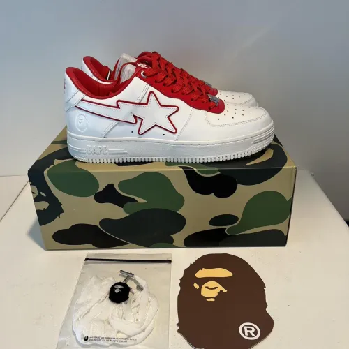 BP A Bathing Ape Bape Sta Low White Red Border review 