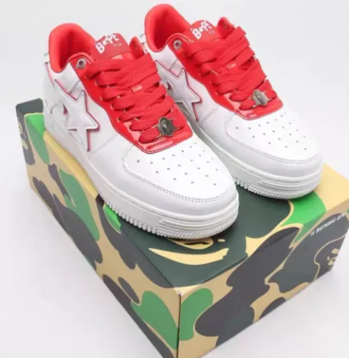 BP A Bathing Ape Bape Sta Low White Red Border review 