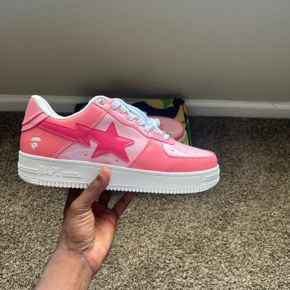BP A Bathing Ape Bape Sta Low Pink Paint Leather review Domi Link 02