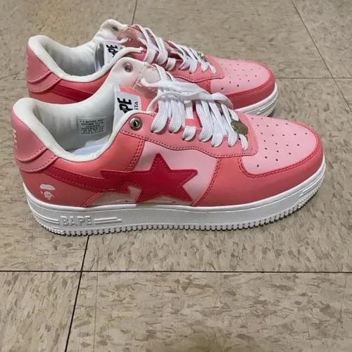 BP A Bathing Ape Bape Sta Low Pink Paint Leather review 