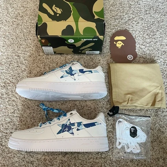 BP A Bathing Ape Bape Sta Low White Blue Camouflage review Cecilia Dempster 01