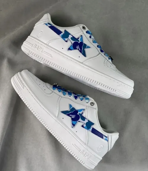 BP A Bathing Ape Bape Sta Low White Blue Camouflage review 