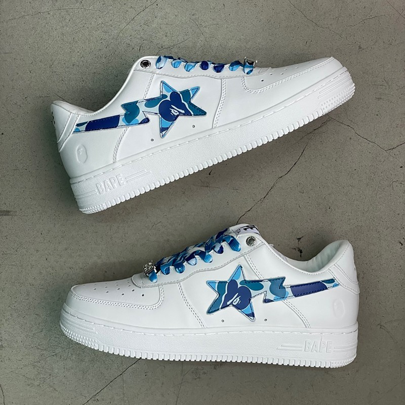 BP A Bathing Ape Bape Sta Low White Blue Camouflage review Gregorio Hanley 01