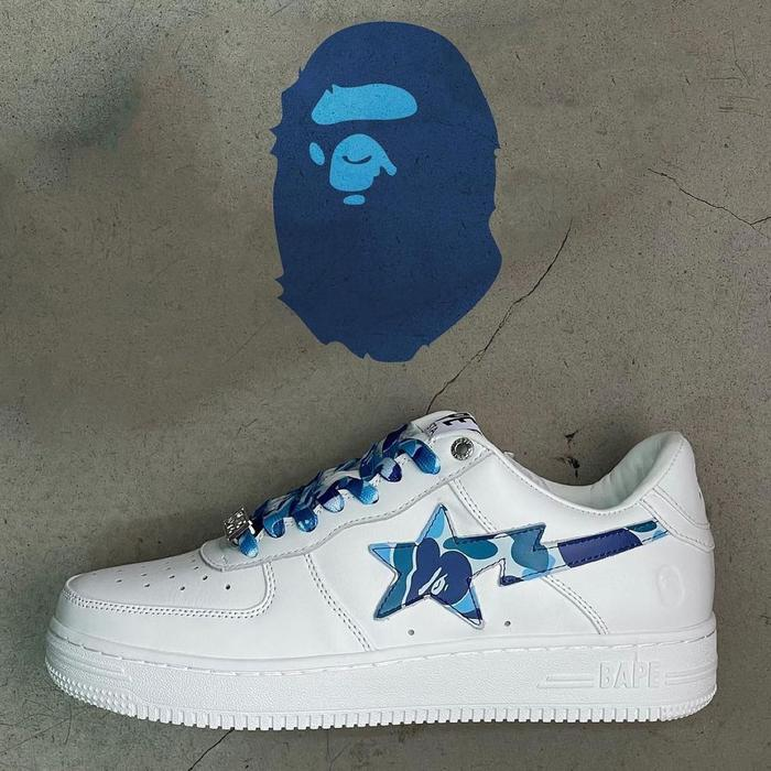 BP A Bathing Ape Bape Sta Low White Blue Camouflage review Gregorio Hanley 02